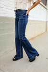 Judy Blue High Rise Trouser Flare Dark Wash Denim Jeans