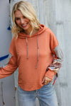 Patch Me Later Rust French Terry High Low Hoodie