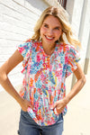 Perfect Find Ivory Floral Leaf Print Short Sleeve Babydoll Top