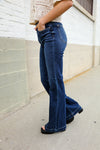 Judy Blue High Rise Trouser Flare Dark Wash Denim Jeans