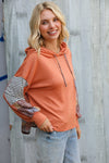 Patch Me Later Rust French Terry High Low Hoodie