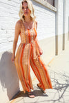 Boho Vibes Rust & Yellow Abstract Print Wide Leg Jumper