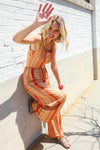 Boho Vibes Rust & Yellow Abstract Print Wide Leg Jumper