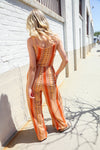 Boho Vibes Rust & Yellow Abstract Print Wide Leg Jumper