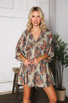 Autumn Equinox Antique Rose Boho V Neck Dress