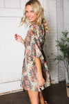 Autumn Equinox Antique Rose Boho V Neck Dress