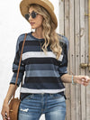 Full Size Striped Round Neck Long Sleeve T-Shirt Plus Size