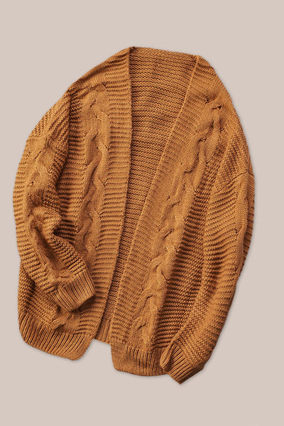 Cable-Knit Open Front Cardigan