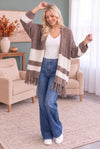 Borrow my Sweater Fringe Cardigan in Mocha