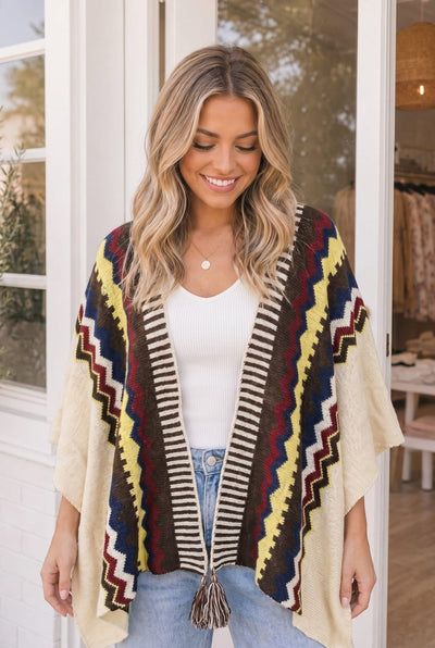 Chilly Nights Kimono Wrap with Tassel Tie