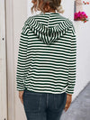 Drawstring Striped Long Sleeve Hoodie