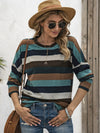 Full Size Striped Round Neck Long Sleeve T-Shirt Plus Size