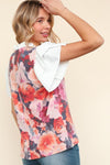 You Got This Floral Hacci TwoFer Short Ruffle Sleeve Blouse