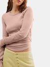 Exposed Seam Round Neck Long Sleeve T-Shirt