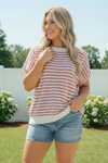 Breezy Stripe Knit Top in Ivory and Red
