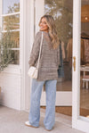 Throw it On Mocha/Grey Knit Sweater