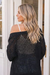 Hole in One Black Openwork Knit Cardigan