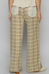 POL Lace Trim Drawstring Checkered Wide Leg Pants