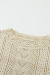 Openwork Round Neck Long Sleeve Sweater