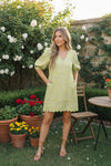 Lime Blossom Jacquard Mini Dress