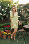 Lime Blossom Jacquard Mini Dress