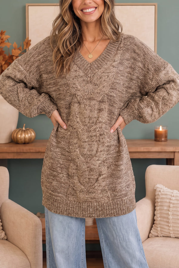 Friday Night Lights Cable Knit V-Neck Sweater