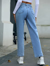 Side Slit High Waist Straight Jeans