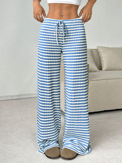 Tied Striped Wide Leg Pants