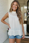 Sweet Lace Trim Ruffle Babydoll Tank