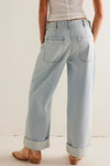 Washed Wide Leg Jeans with Pockets