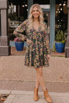 Forest Blooms Long Sleeve Mini Dress