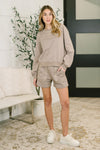 A Little Bit of Comfort Embroidered Top and Bottom Set in Taupe