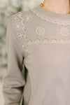 A Little Bit of Comfort Embroidered Top and Bottom Set in Taupe
