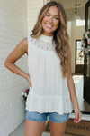 Sweet Lace Trim Ruffle Babydoll Tank