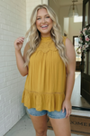 Golden Hour Lace Yoke Babydoll Top