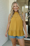 Golden Hour Lace Yoke Babydoll Top