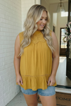 Golden Hour Lace Yoke Babydoll Top