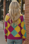 Color Crush Mardi Gras Argyle Knit