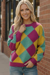 Color Crush Mardi Gras Argyle Knit