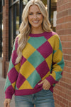 Color Crush Mardi Gras Argyle Knit