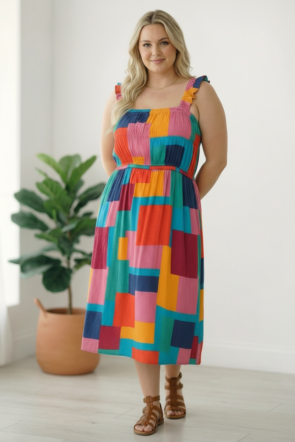 Pop Art Patchwork Midi Dress