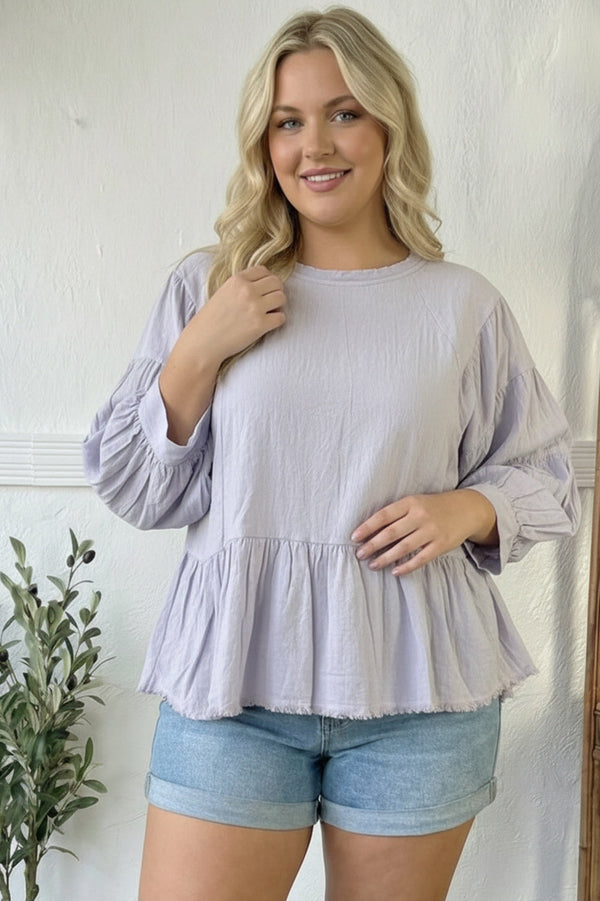 With Gentle Grace Lavender Cotton Blouse