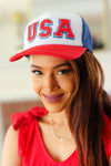 USA Red & Blue Mesh Trucker Hat