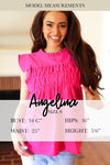 Lovely In Pink Leopard Peasant Neck Ruffle Short Sleeve Blouse