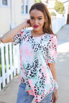 Casual Living Ivory Animal Print Short Sleeve Siky Knit Top