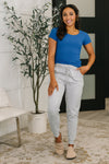 Basically A Part of Me Scoop Necked Tee in Classic Blue