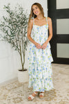 Bloomie Baby Tiered Dress in Ivory/Blue