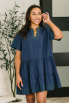 Boot Scootin' Boogie Tiered Dress in Navy