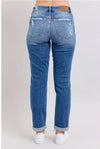 Judy Blue Medium Denim Mid Rise Boyfriend Fit Button Jeans