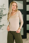 Can You Believe It Basic Long Sleeve Top In Sand